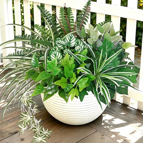 UXORSN Künstliche Pflanzen Outdoor 8 Stück Kunstpflanze Outdoor Wetterfest Künstliche Balkonpflanzen UV Beständig Farn Grüne Blätter Kunstpflanzen Außenbereich für Balkon Garten Haustür Deko