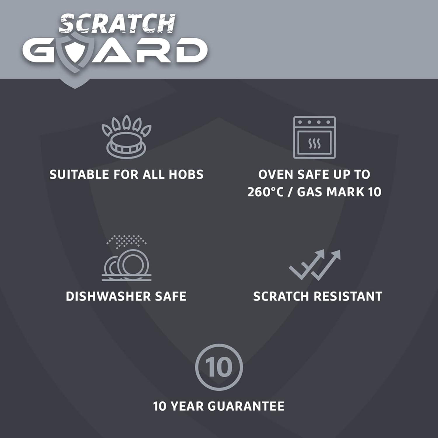 Prestige Scratch Guard Aluminium Cookware Set, 5pce, Black