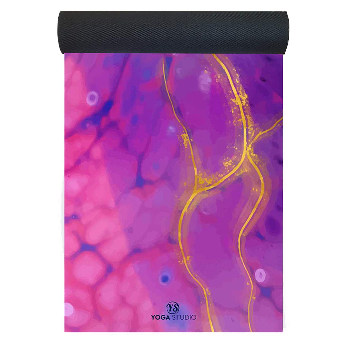 Yoga Studio Tapis de yoga en microfibre et daim végétalien – 183 cm x 60 cm, 4 mm Tapis de yoga en caoutchouc naturel pour yoga électrique, yoga chaud, tapis de yoga sans silicone (marbre rose)