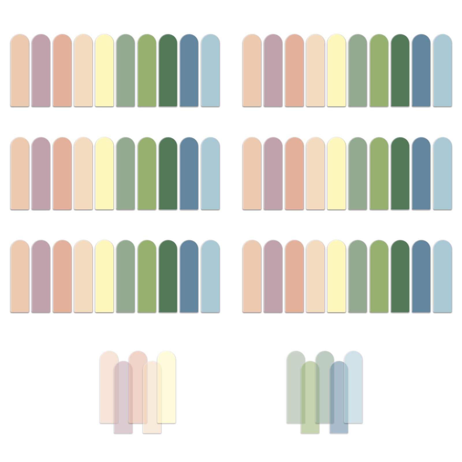 Temiary 1200Pcs Morandi Sticky Tabs for Annotating Books, Transparent Book Tab Reusable, Page Markers Index Tab for Marking, Aesthetic Sticky Notes