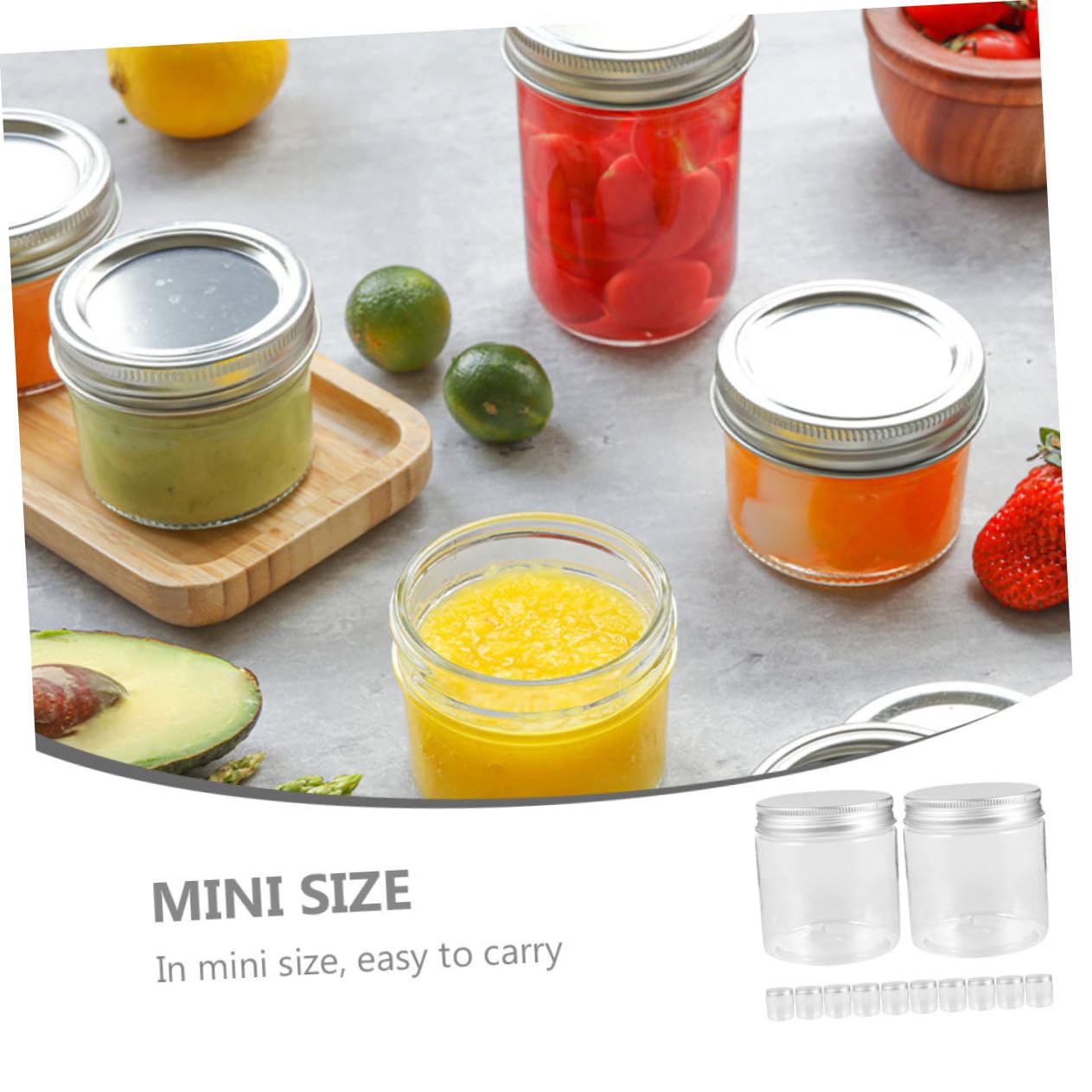 Set de 12 Tarros Reutilizables para Alimentos de 250ml con Tapa de Aluminio Transparente, Ideales para Cocina, Viaje y Almacenamiento Fácil