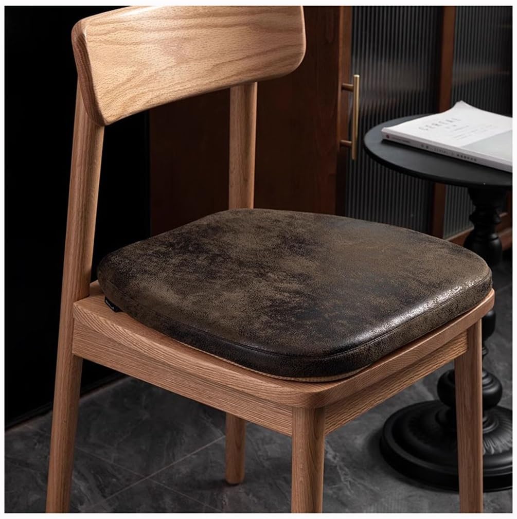 Cojín de asiento de cuero antideslizante contra sillas duras con funda lavable
