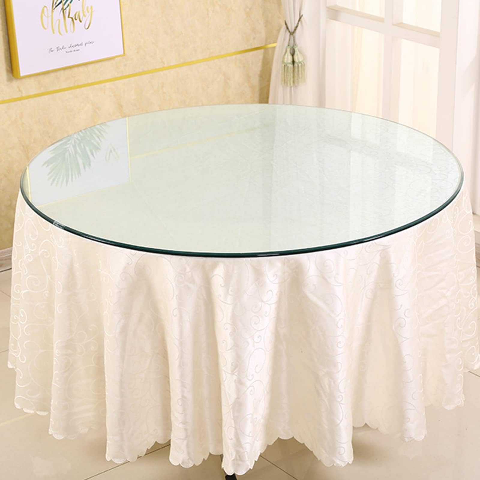 LXYFM Beveled Glass Table Top,6 in 8in12in Flat Polished Edge,for Dining Table, Coffee Table, Home，Office,36" Round Round Glass Table Top (Color : Clear, Size : 80CM(31.5IN))