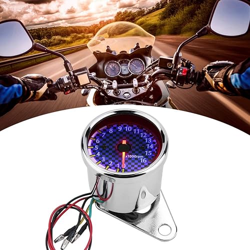 Miniatura 2 de Tacómetro para motocicleta, carcasa de aluminio universal de 12 V, pantalla LED de motocicleta, tacómetro electrónico, medidor de tacómetro