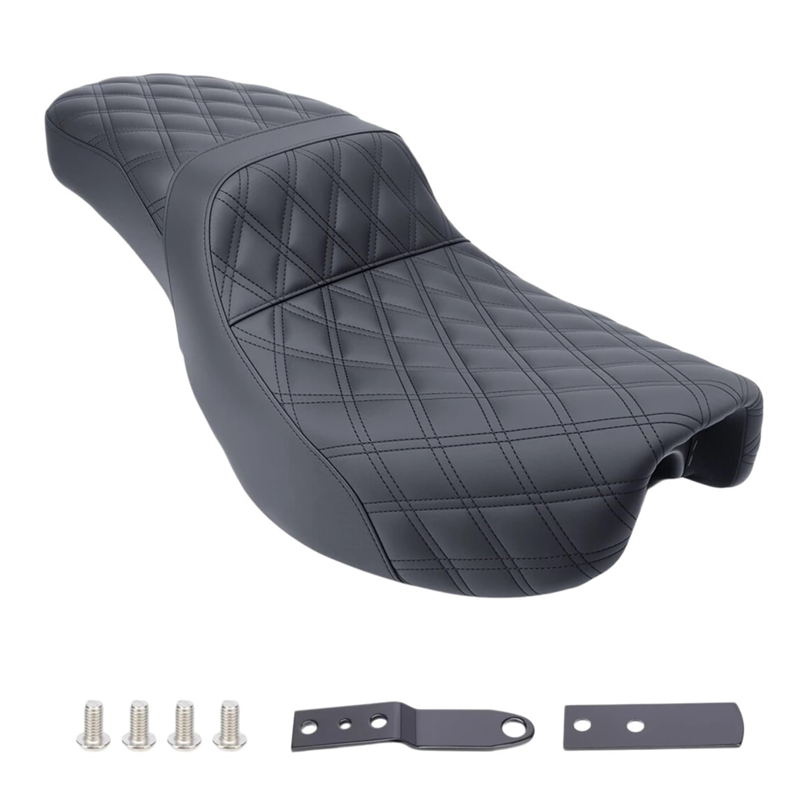 Asiento doble negro de cuero sintético resistente para Dyna FXDB 7