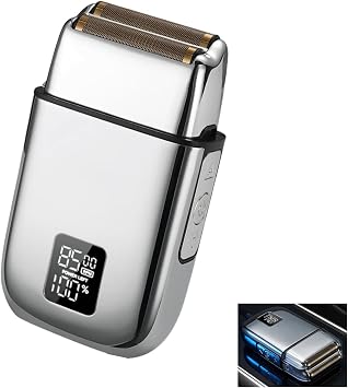 Electric Foil Shaver for Men, Portable Electric Razor with Double Floating Blade, 3 Speeds, USB Rechargeable, LED Display, Waterproof Silver