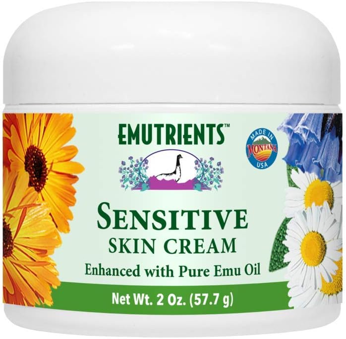Sensitive Skin Cream 2 Ounce Jar - Enhanced With Pure Emu Oil and Formulated To Protect Delicate Skin