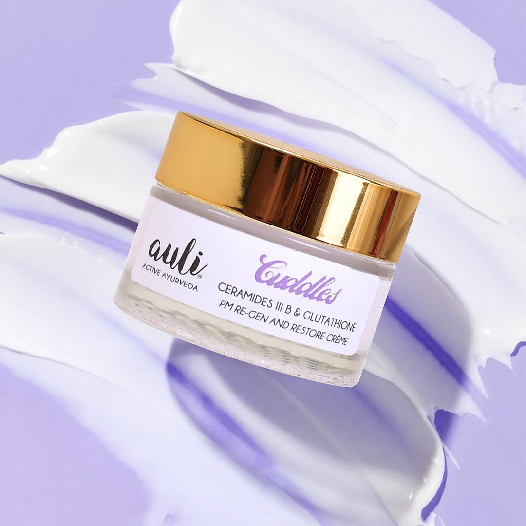 Auli Night Cream For Dry, Dull & Sensitive Skin | Ceramide IIIB & Glutathione | Hydrating & Brightening Anti-Aging Face Cream | Cuddles-image-10