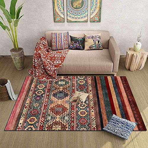 DSHUB Teppichboden im amerikanischen Stil, karmesinrote Streifen, fusselfrei, für Schlafzimmer,...