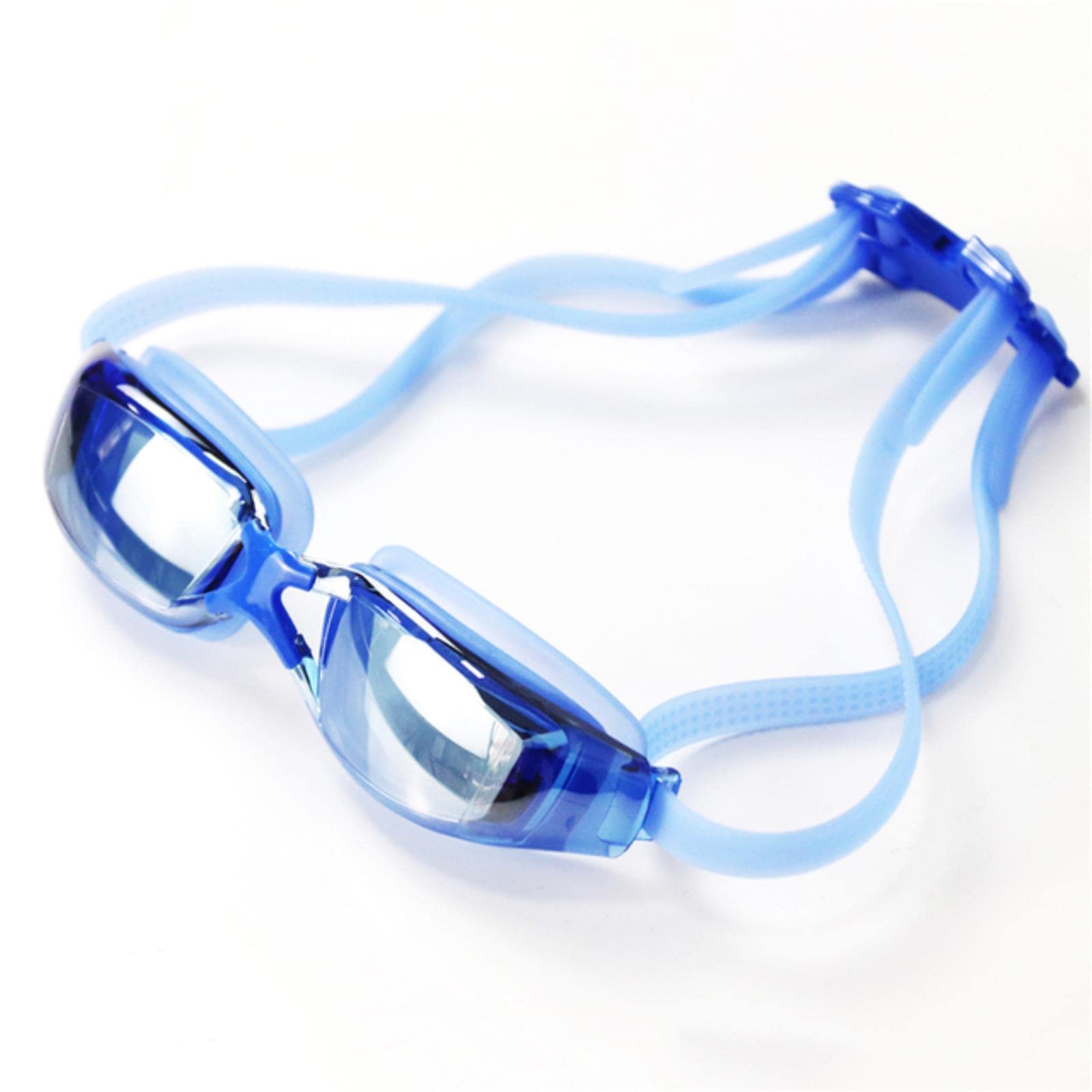 Occhialini da nuoto, Occhiali da nuoto placcati neri con tappi for le orecchie, professionali, in silicone for adulti, antiappannamento, for uomo e donna(Blue)