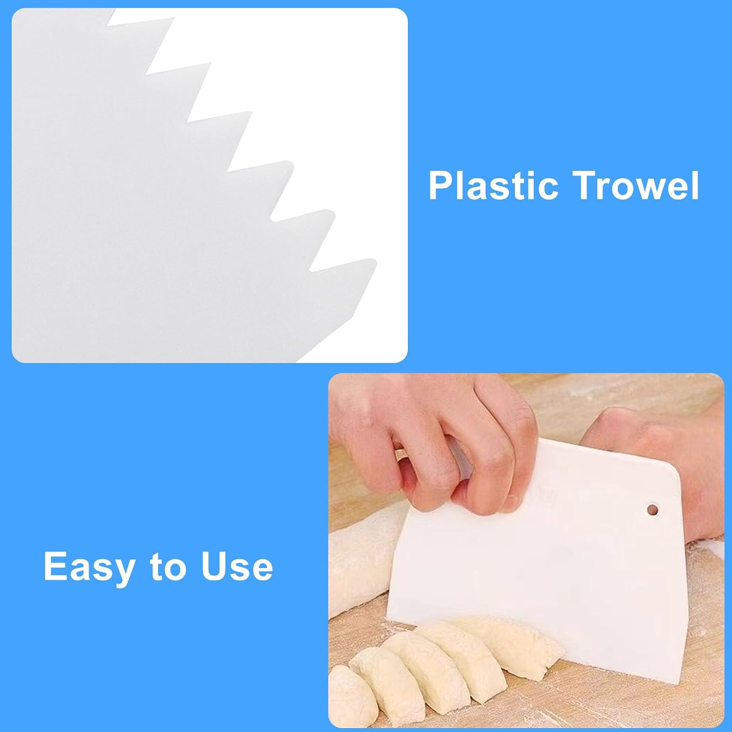 Bonsicoky 2 PCS Plastic Trowel Notched Glue Spreader, 0.4" + 0.2" Tooth