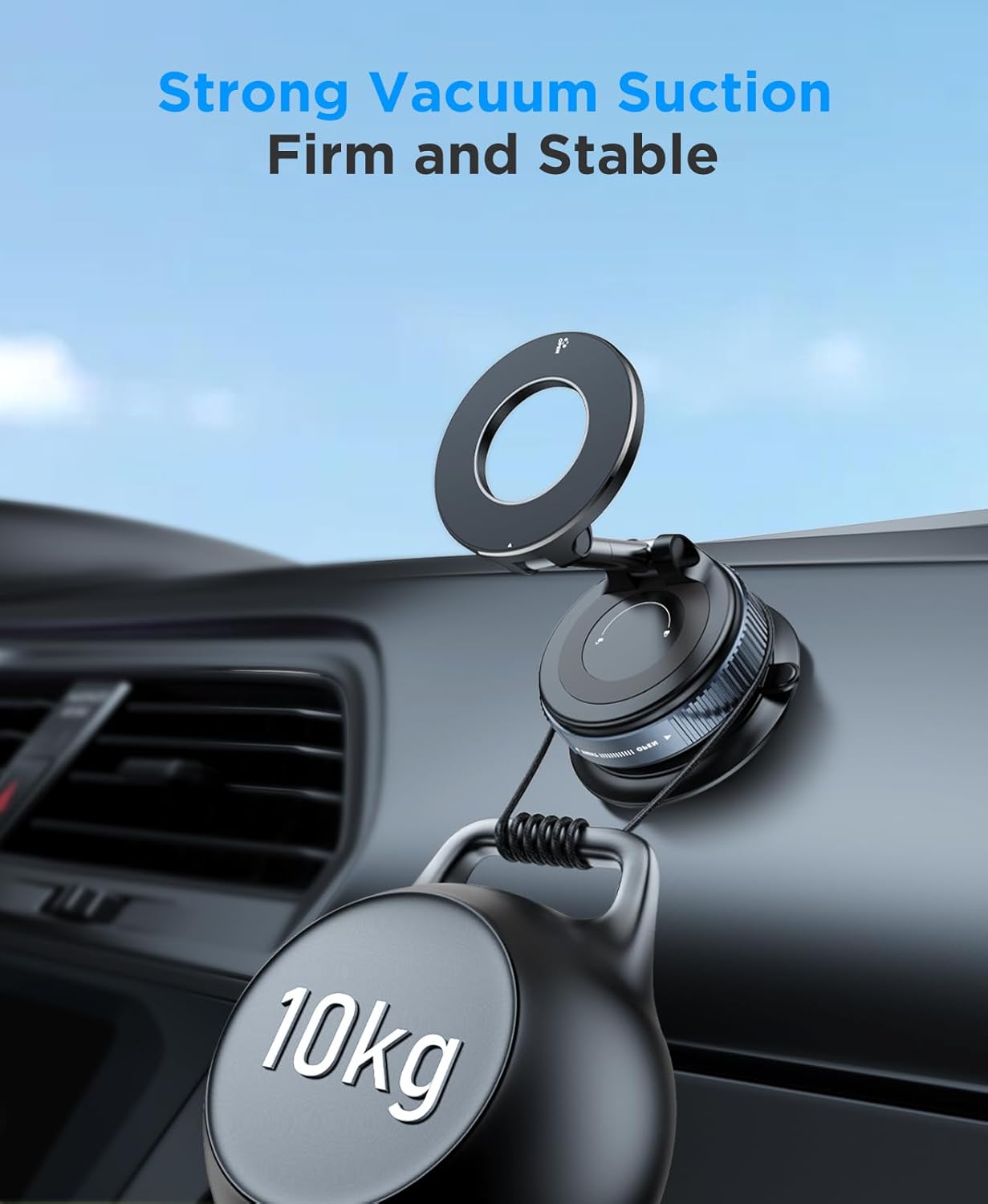 Beeasy Vacuum Phone Holders for Your Car, Magnetic Car Phone Holder, 360° Adjustable Magsafe Car Mount Compatible with iPhone Android and All Smartphones, Fit for Car/Mirror/Smooth Surface, Black