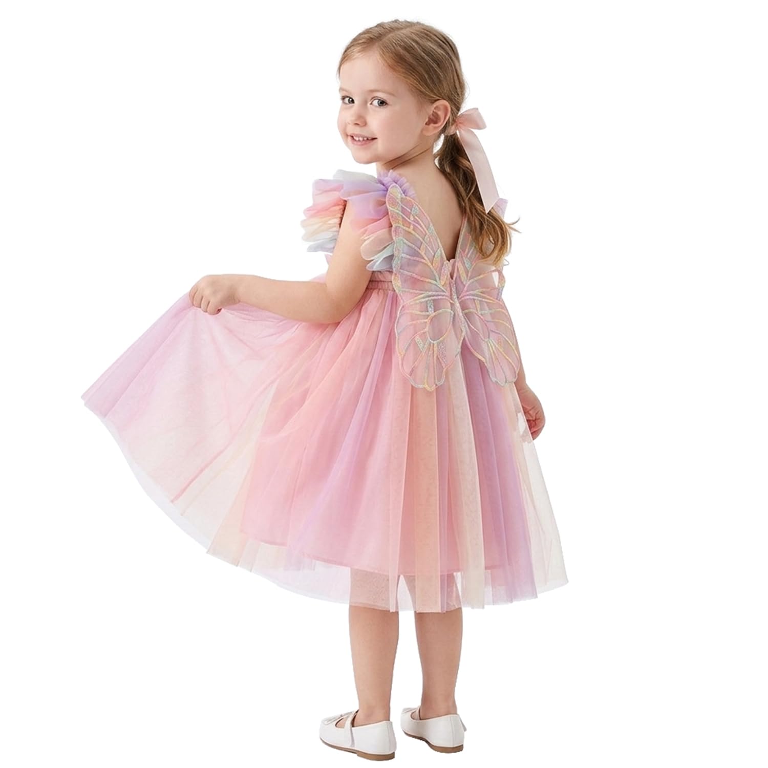 TTYAOVO Baby Girls Tulle Dress Butterfly Birthday Party Dresses