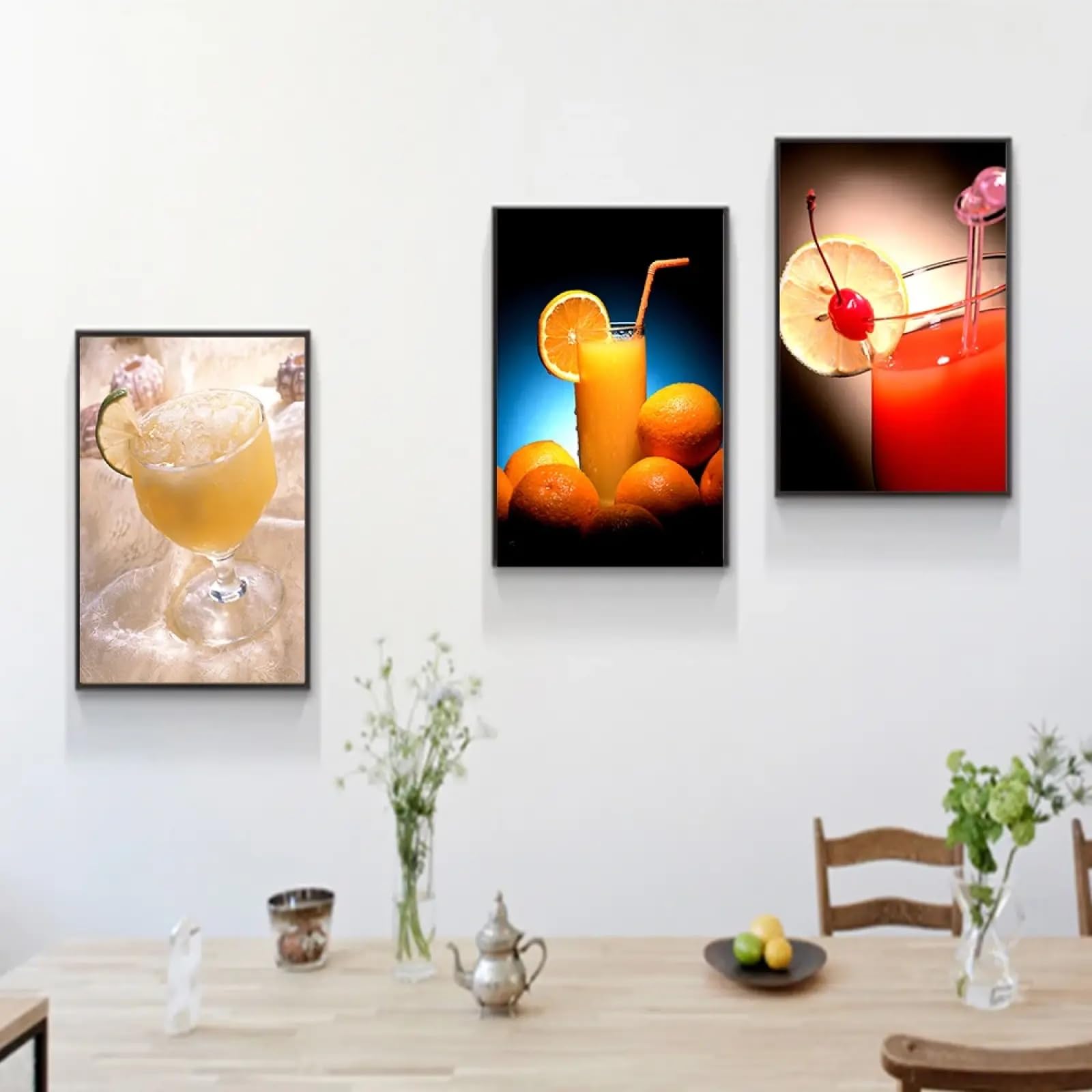 Décoration murale fruits et jus d'orange pour une cuisine chaleureuse