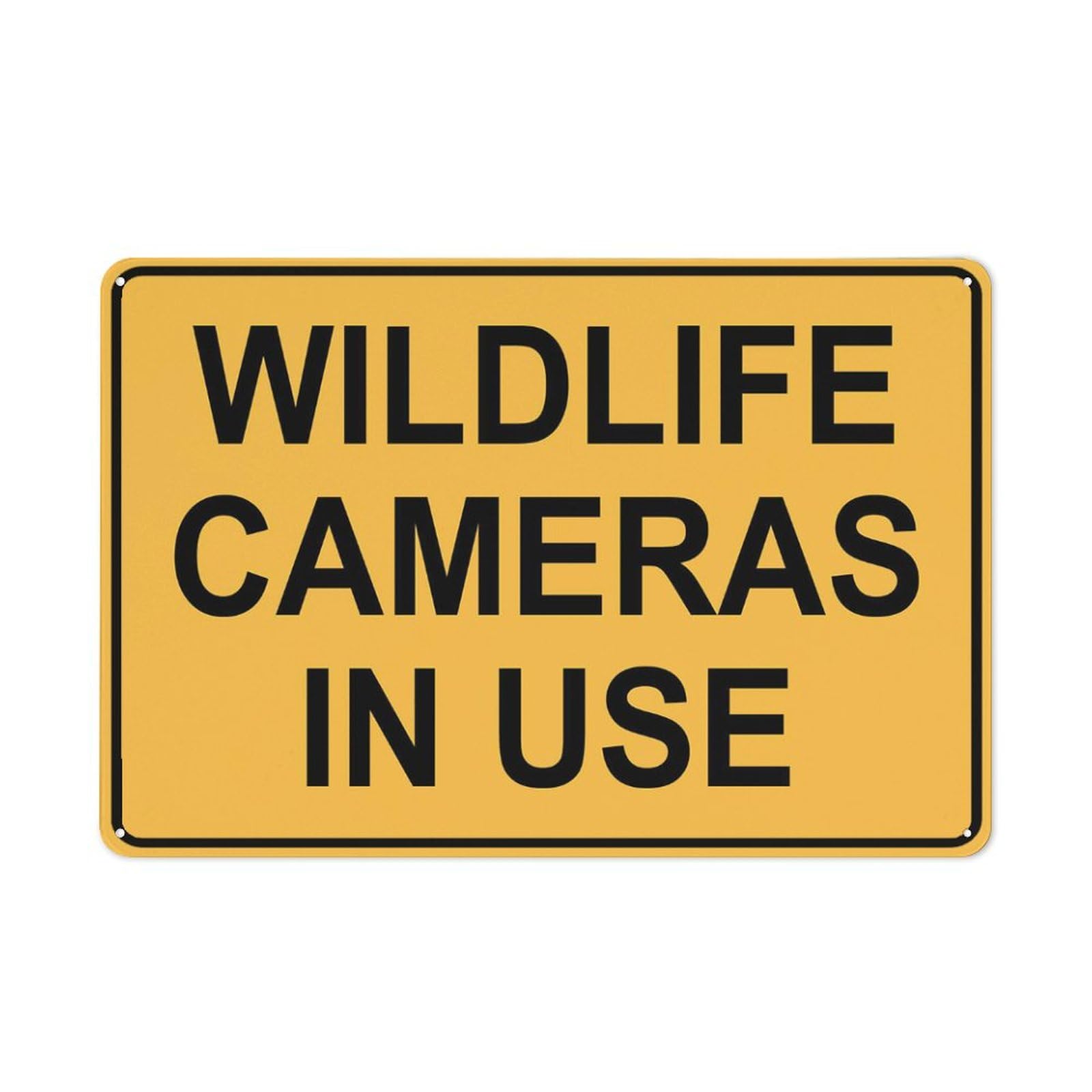 Wildlife Cameras In Use Warning Tin Sign, 8x12 Inch Wall Decor for Home, Kitchen, Farm, Garden, Garage