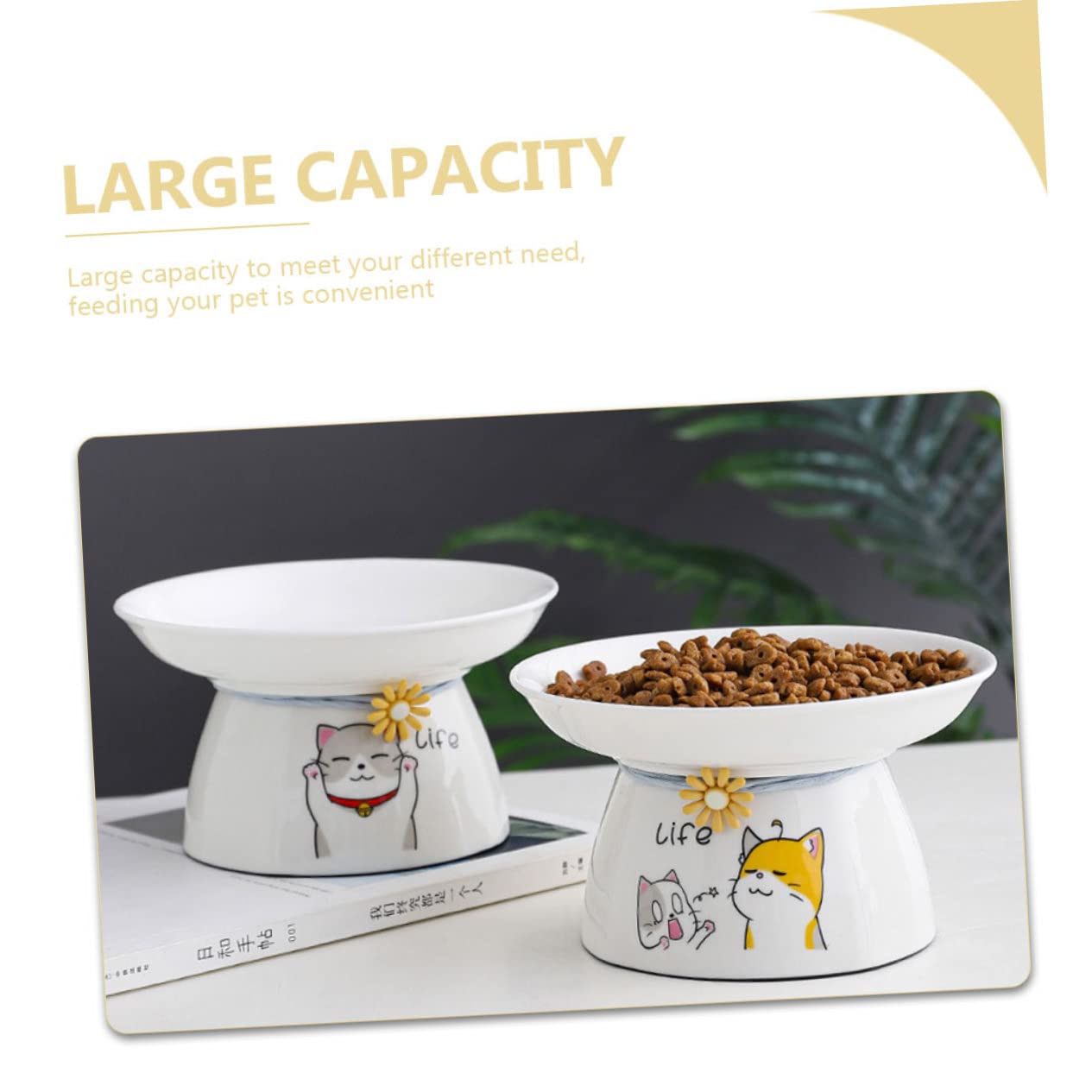2stücke Erhöhte Katzennäpfe Aus Keramik Für Hauskatzen Katzenfutter Und Wassernäpfe Mit Schräger Oberfläche Einfach Zu Reinigen Glatte Oberfläche Bequemes Fressen Und