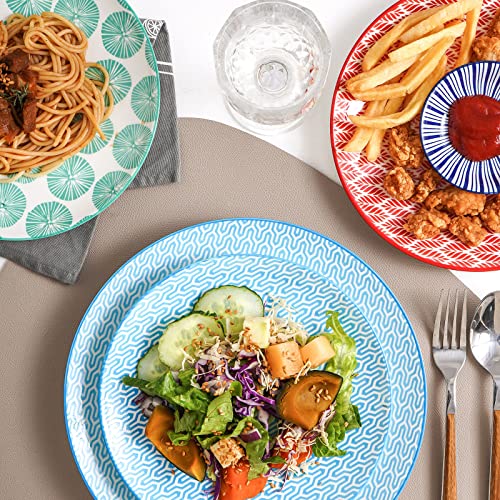 Kitchentour Ceramic Dinner Plates - 8 Inch Dessert Pizza Pasta Salad Plate Set - Dishwasher And Microwave Safe - Set Of 6, Vintage #TOP5