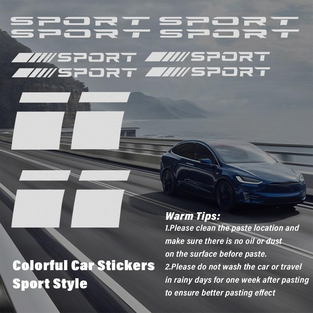 12 Adesivi Sportivi Riflettenti Per Auto - Decorazioni Colorate Per Cerchioni, Specchietti E Paraurti - Set Multicolore (Rosso) - Foto 10