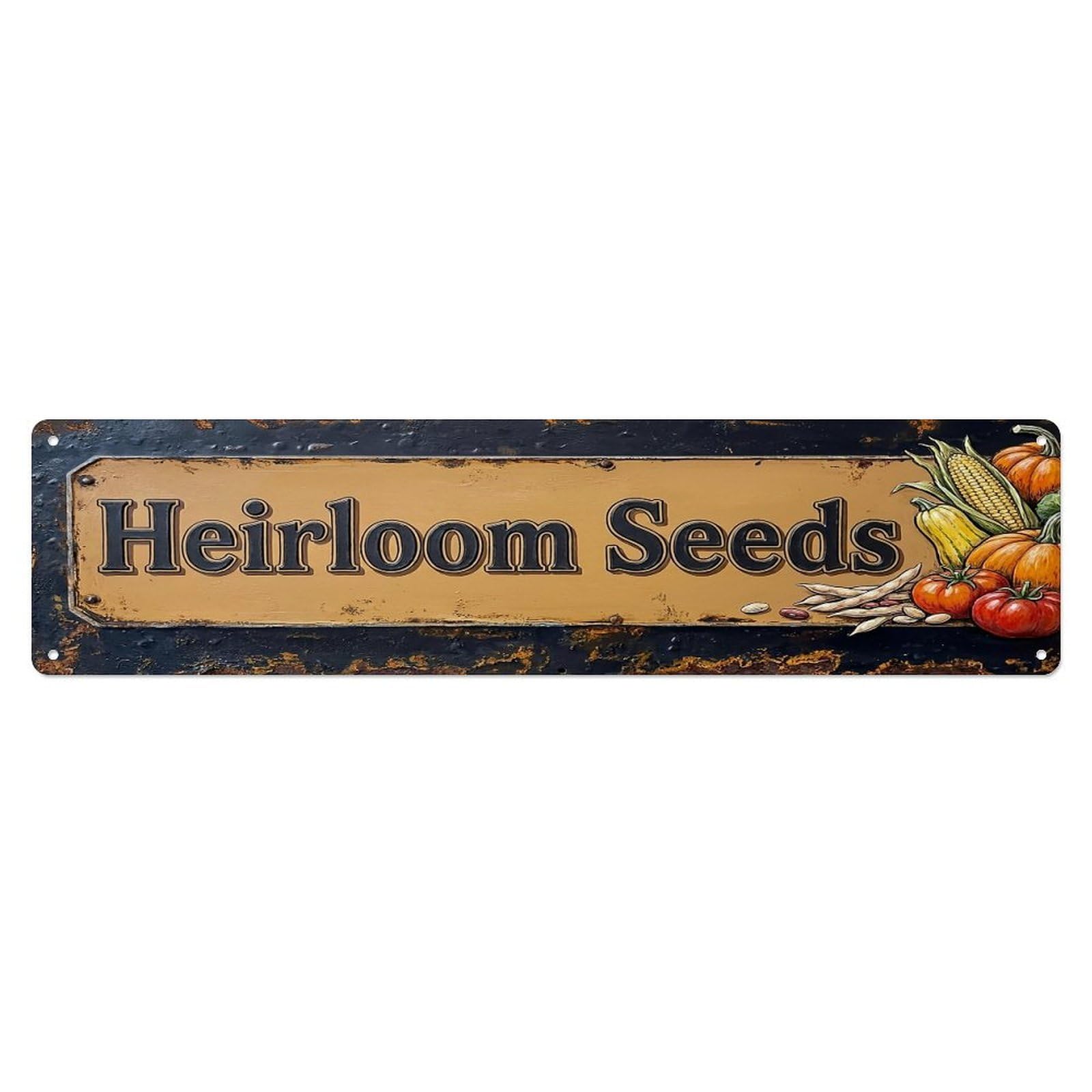 Vintage Heirloom Seeds Heritage Farmhouse Metal Tin Sign