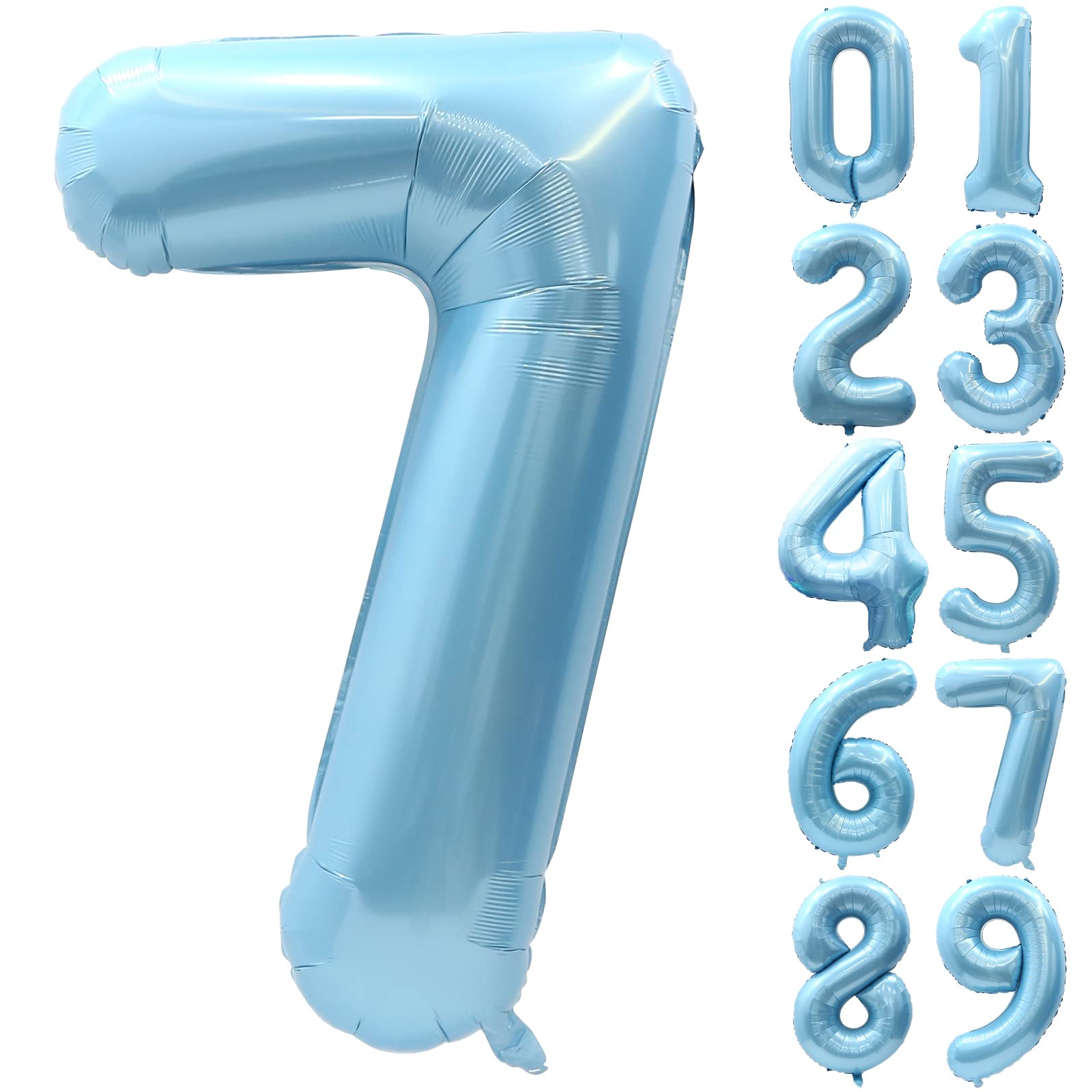 Lausatek Number Balloons, Number Balloons, Number 7, Balloons, Large Size, 40 Inches, Birthday, Happy Birthday, Decoration, Wedding, Anniversary, Party, Approximately 35.4 inches (90 cm), Milky Blue