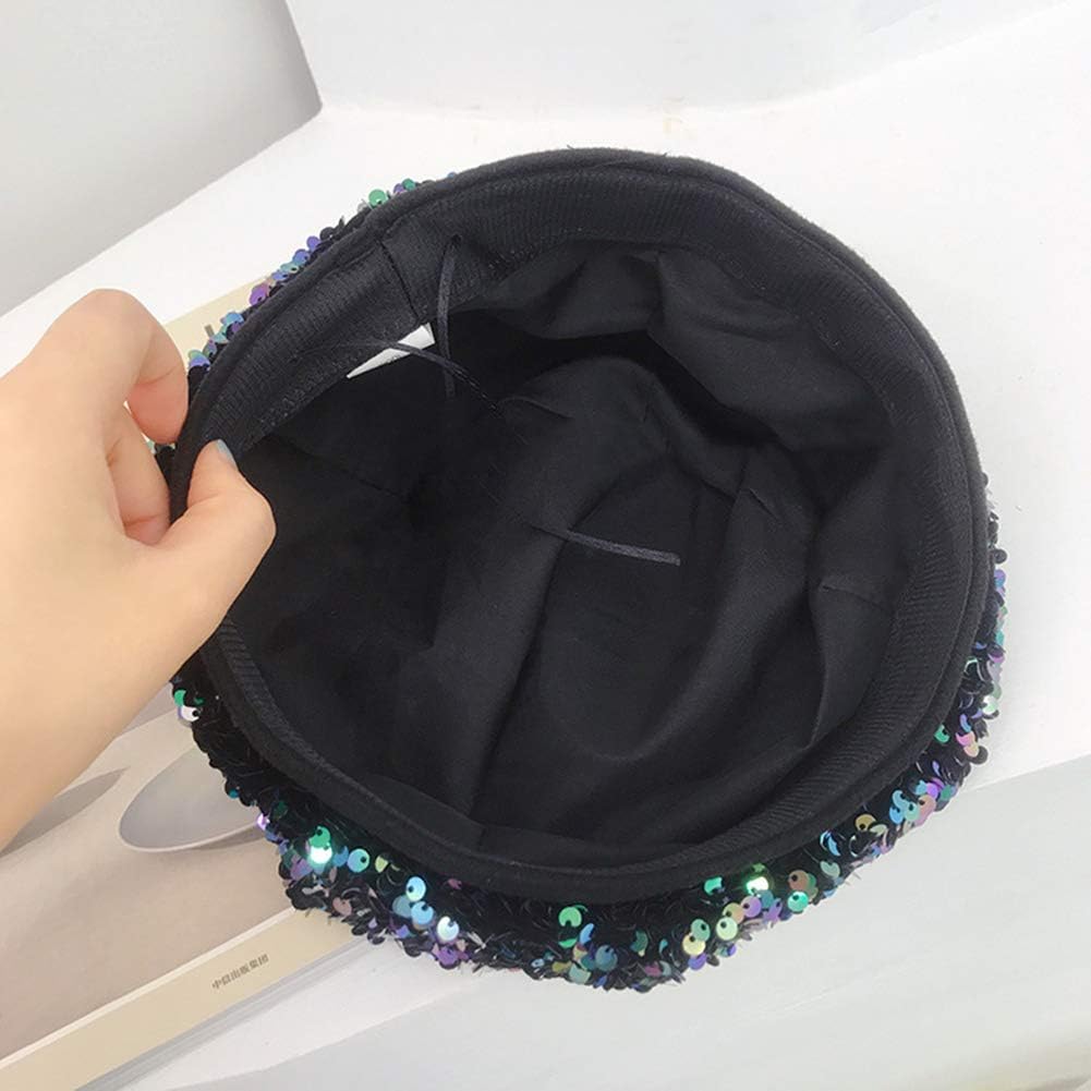 Women's Sparkly Sequins Beret Hat - Bling Shining Beanie For Fashion