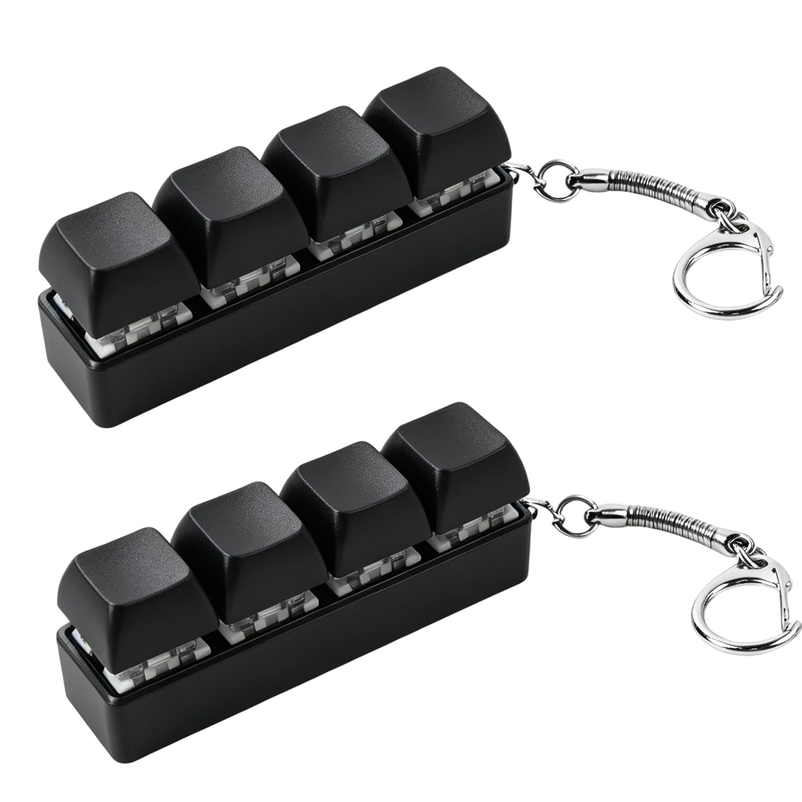 2PCS Keyboard Fidget Toy, 4 Keys Clicker Fidget Toys Funny Stress Relief Keyboard Toys for Adults Kids Portable Finger Decompression Keyring for Office School (Black)