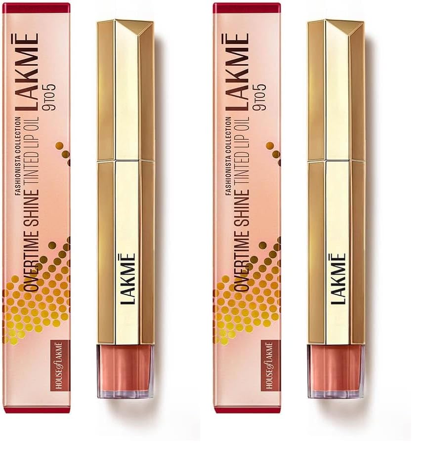 Image of LAKME 9to5 Overtime Shine Tinted Lip Oil - Everyday Nude 5,3ml (Pack of 2)