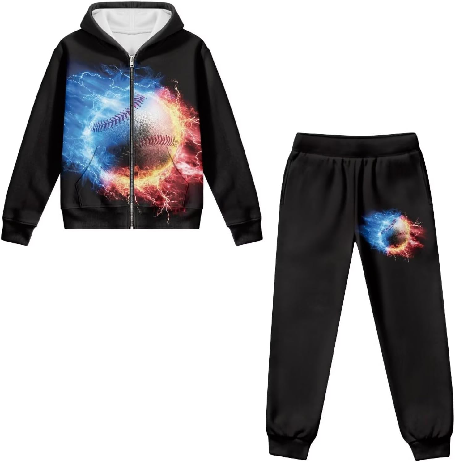 Girl's 2 Piece Tracksuits Zip Up Long Sleeve Sweat Suit Unisex Jogger Set Hoodie and Sweatpant with Pocket