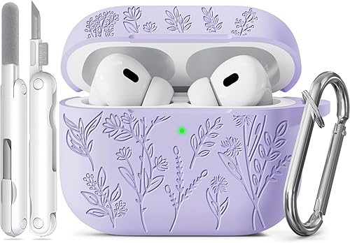 Miniatura 54 de Funda para Airpods Pro 3, Fundas con Grabado de Flores para Apple AirPods Pro de 3ª Generación 2025, Funda de Silicona Suave para Hombres y Mujeres