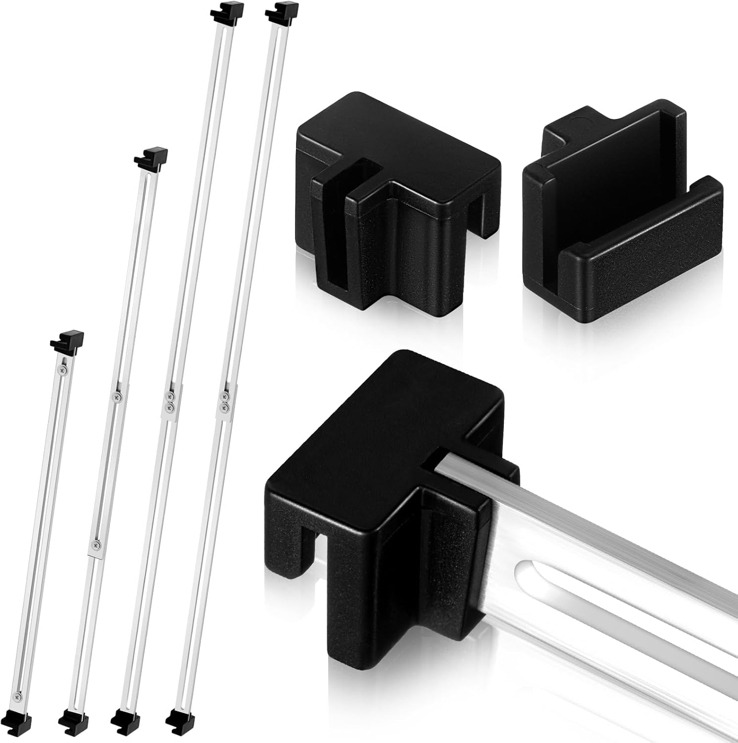 12 Pcs Metal Adjustable File Cabinet Rails Set Include 8 Hanging File Rail Clips 4 Cabinet Dividers Bars Suitable for Cabinets with Drawer Thickness Less Than 1/8 Inch(Silver,18-32.5 Inch) Silver 18-32.5 Inch