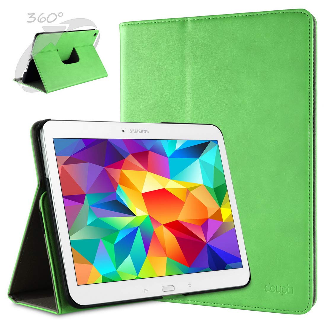 doupi Smart Flip Cover for Samsung Galaxy Tab A (9.7 inch), Deluxe Protective Case with Sleep/Wake Function 360 Degree Rotatable Stand Screen Protector, Green