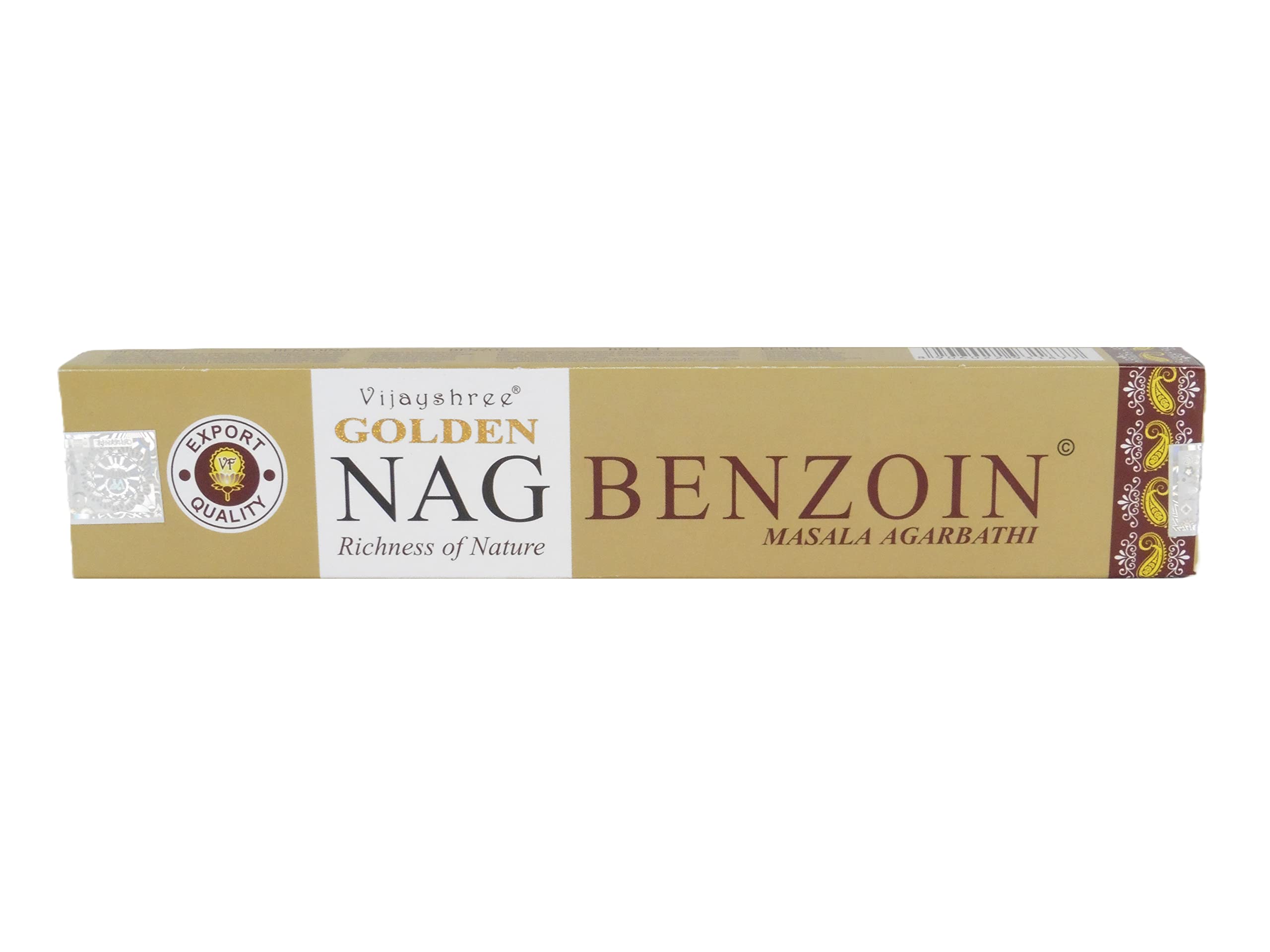 Vijayshree Brown Golden Nag Benzoin Masala Agarbathi Incense Sticks 15G Single Packet