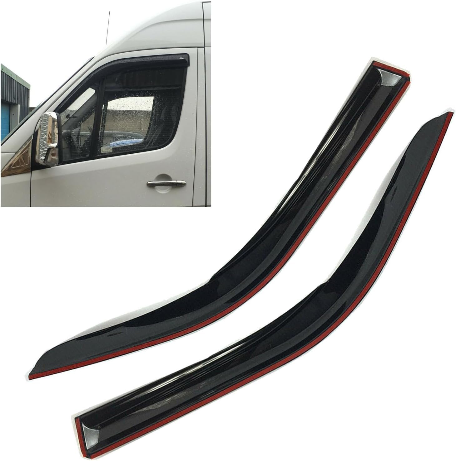 J&J AUTOMOTIVE | GP Wind And Rain Deflector Suitable For Sprinter W906 2006-2018, Black, Tinted, Set Of 2, Aerodynamic, Easy To Install, Attachment With Clips