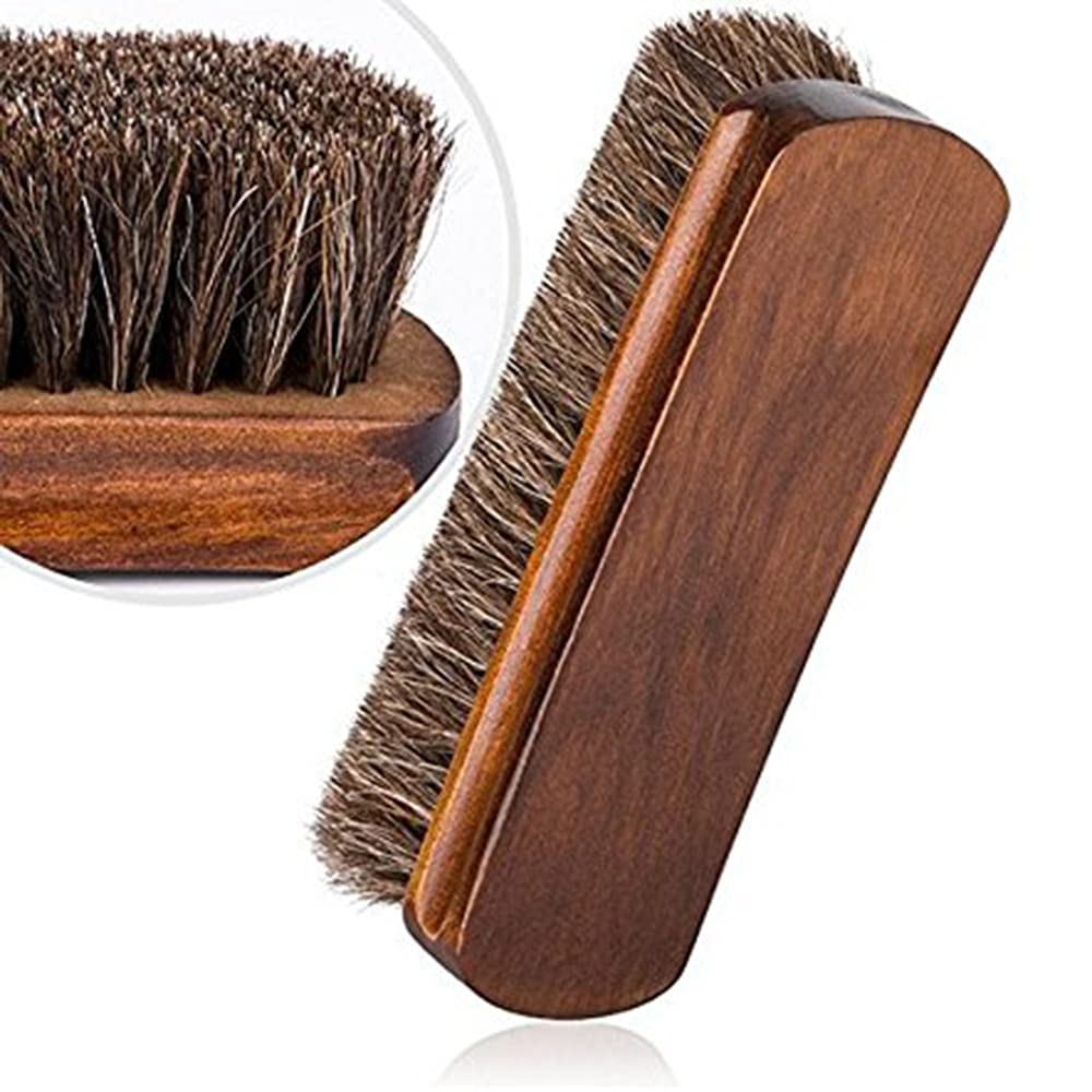 QUNINE Cepillo de Limpieza, Cepillo para Zapatos de Crin, cepillos de Brillo, Herramienta de raspado con cerdas de Pelo de Caballo para Botas, Zapatos, Otros cepillos para el Cuidado del Cuero
