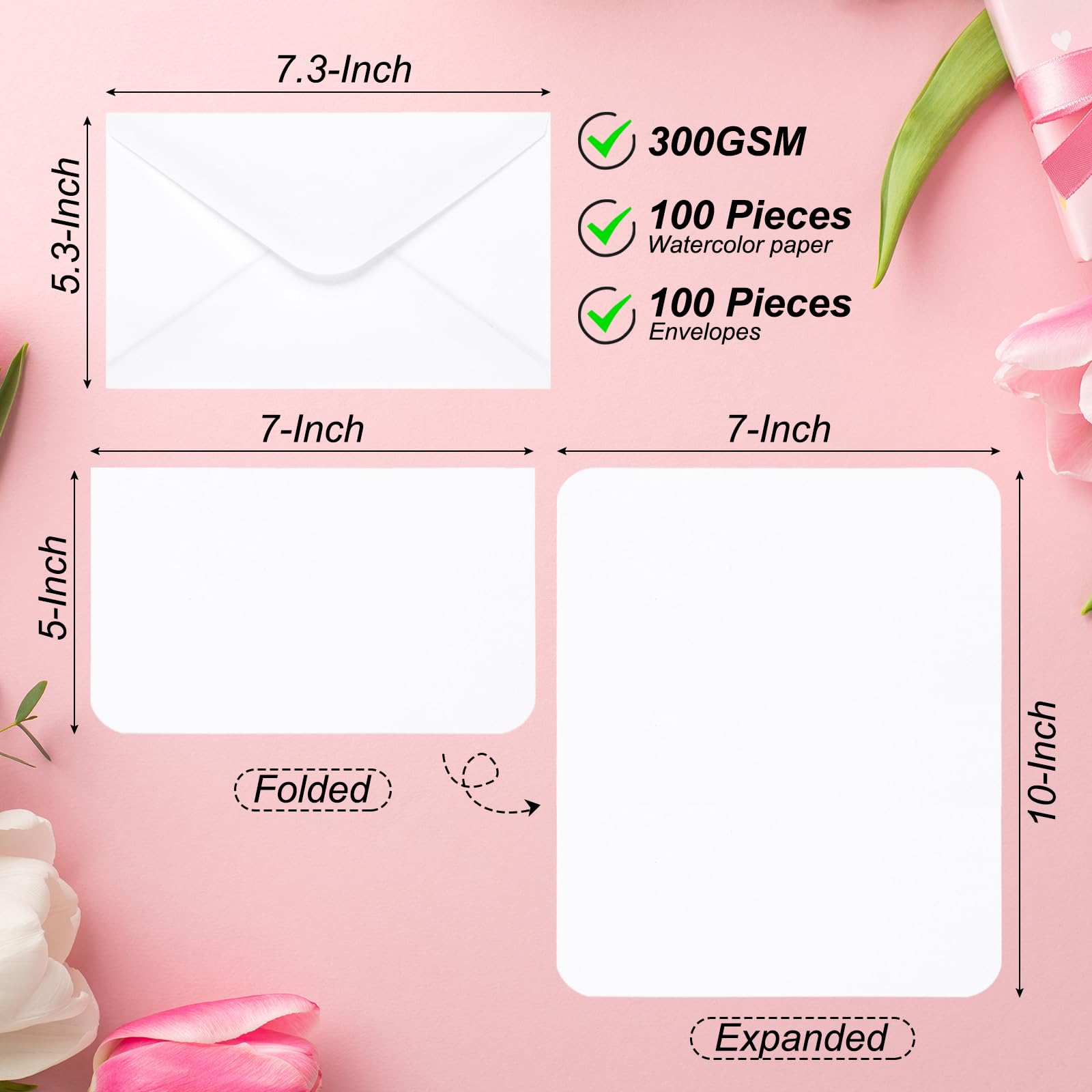 PATIKIL 50 Lots Cartes Aquarelle 100% Coton Format Pliable 5x7 Pouces