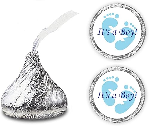 324 - Etiquetas de besos con huellas azules para baby shower o baby shower, decoración de fiestas o eventos, calcomanías, envoltorios, recuerdos