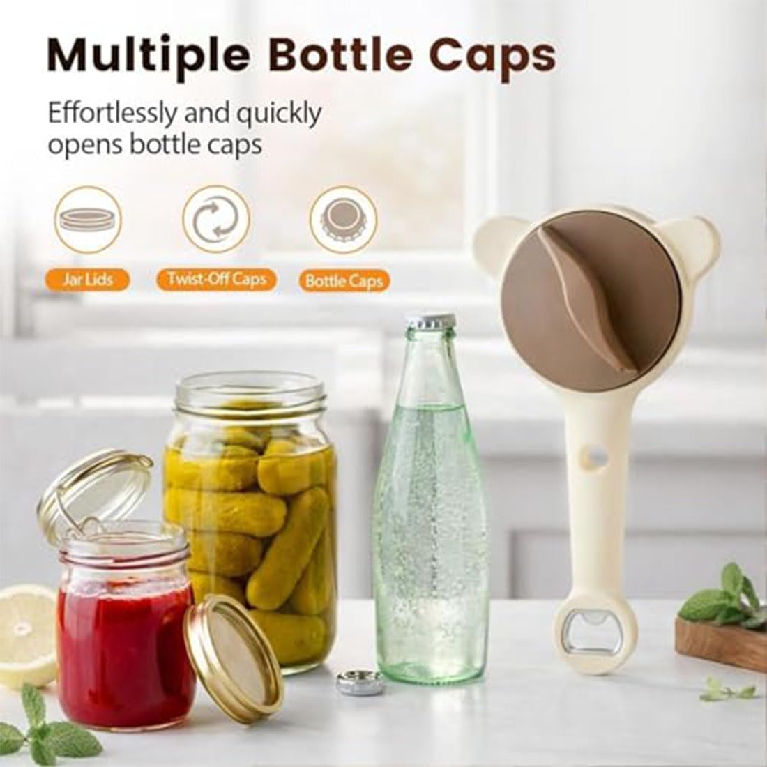 4-in-1 Adjustable Stainless Steel Jar Opener, Multi-purpose Retractable Can Openers for Seniors with Handle, Multi Size Lid Openeres for Jars Cans Wine Bottles,Home Kitchen Helper (2pcs,Gray)