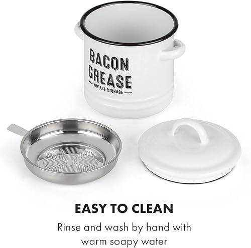 Miniatura 5 de Granrosi Recipiente de grasa de tocino con colador y plato de mantequilla de cerámica con tapa para encimera, lata de grasa, conservador de