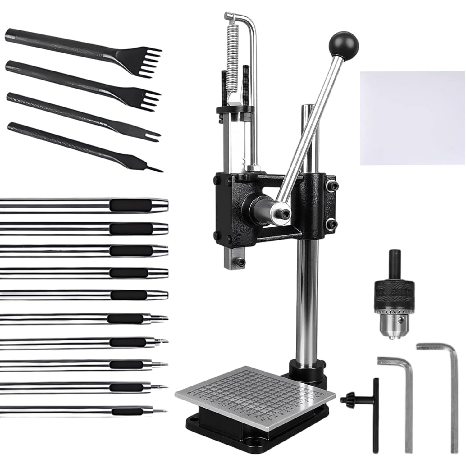 Pressa in pelle, macchina fai da te per perforare pelle, perforatrice in pelle, 9 in 1 con testine di taglio in acciaio, per lavori fai da te in pelle per forare, tagliare, modellare, pressare