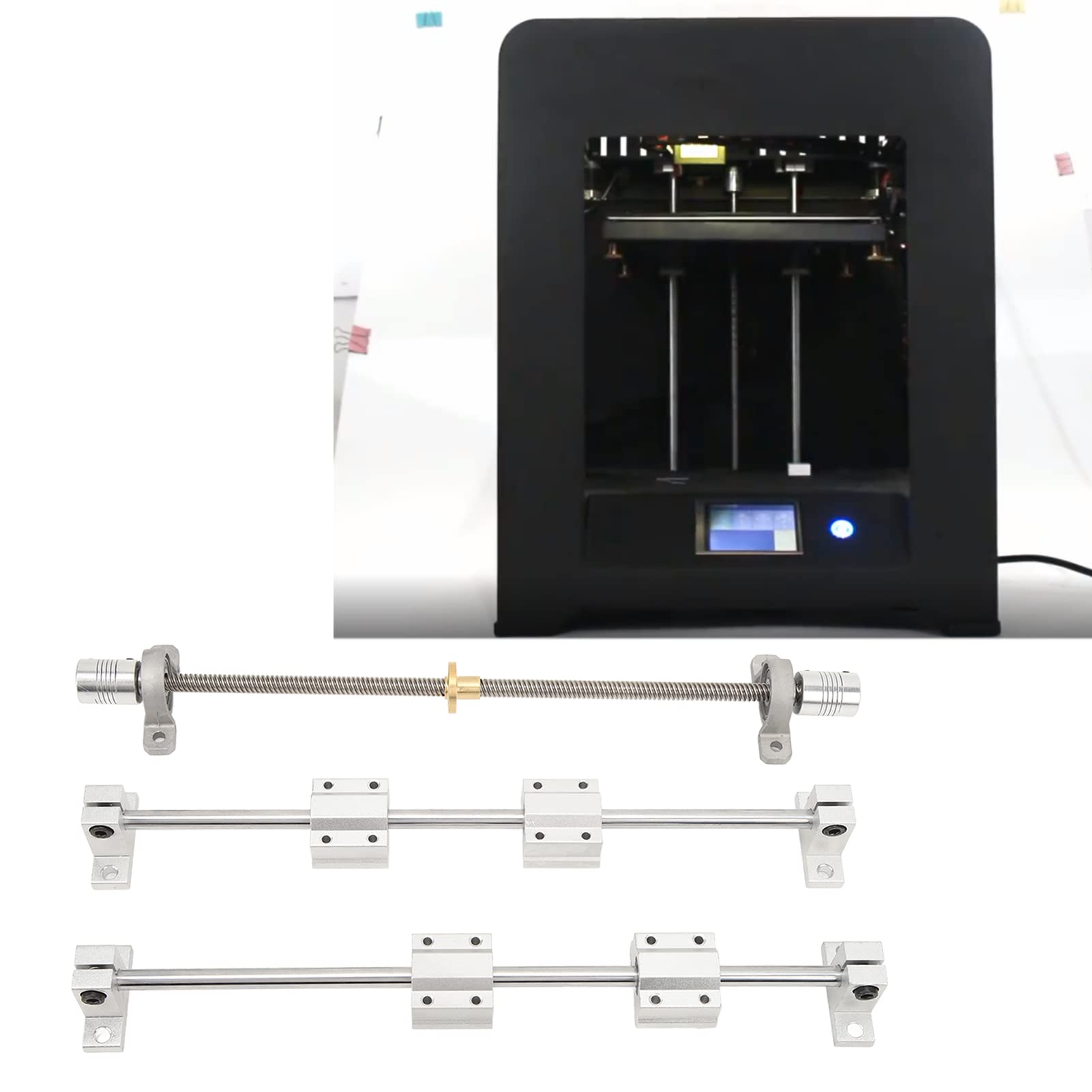 Kit de Tige de Guidage Linéaire SC8UU avec Blocs Coulissants KP08, Support d'Arbre en Acier au Carbone pour Imprimante 3D et Machine de Gravure (8-300)