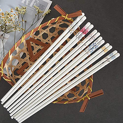 Baguettes en métal Baguettes Baguettes réutilisables Baguettes de Cuisine 10 pailaine Blanche, Baguettes Chinoises en céramique pour Un Usage Familial Sushi Nouilles Hot Pot Baguettes Dishwa