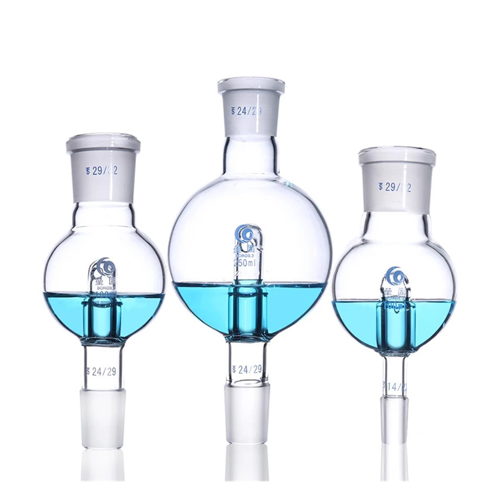 Frasco Científico de Set, Evaporador rotatorio de Vidrio de borosilicato de Laboratorio con Junta estándar esmerilada, de 50 ml a 1000 ml(500ml 24x19)