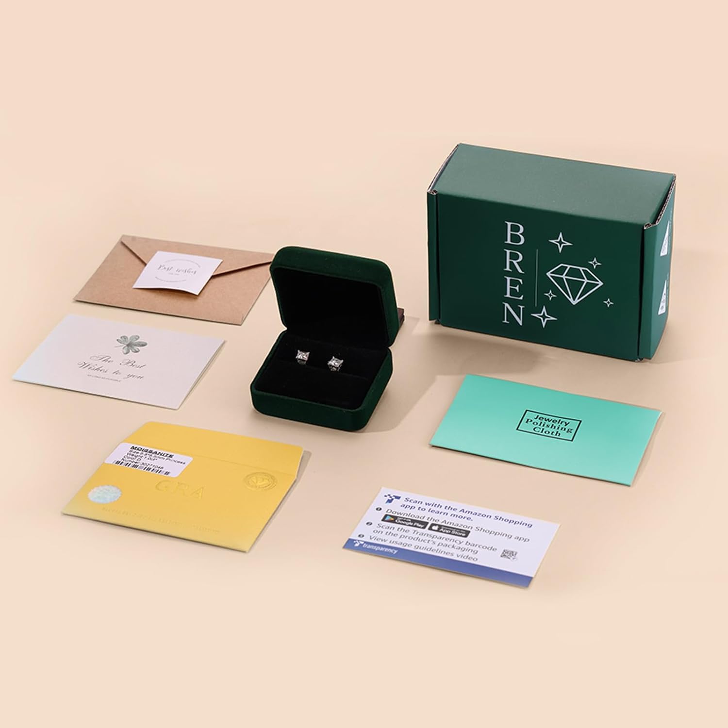 BREN Moissanite Earrings - 0.6ct-4ct D Color Lab Created Imitation Diamond Earrings Studs Handmade 925 Sterling Silver Earrings Solitaire Moissanite Stud Earrings for Women Christmas Gifts - Image 8