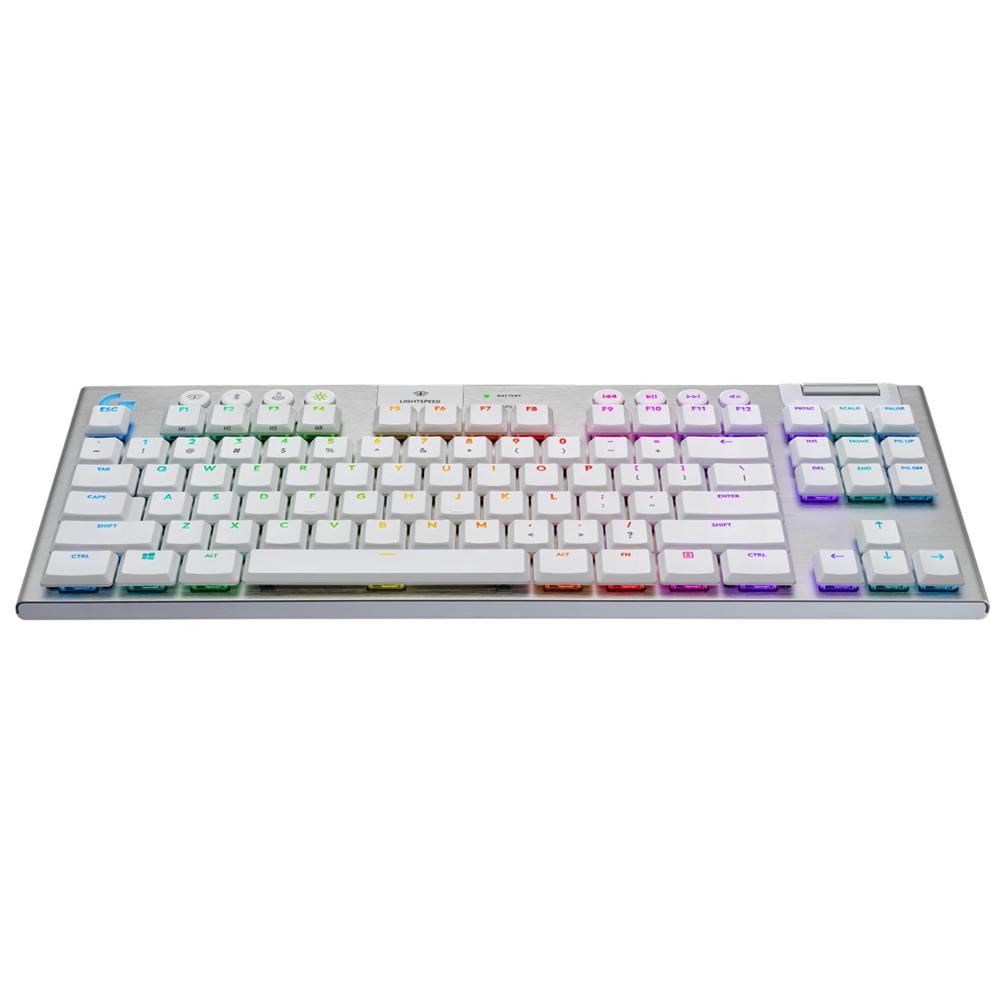 Logitech G LIGHTSPEED TKL Tenkeyless - Tastiera meccanica da gioco senza fili, con tasti GL, design ultra sottile, 40 ore, layout tedesco QWERTZ, bianco