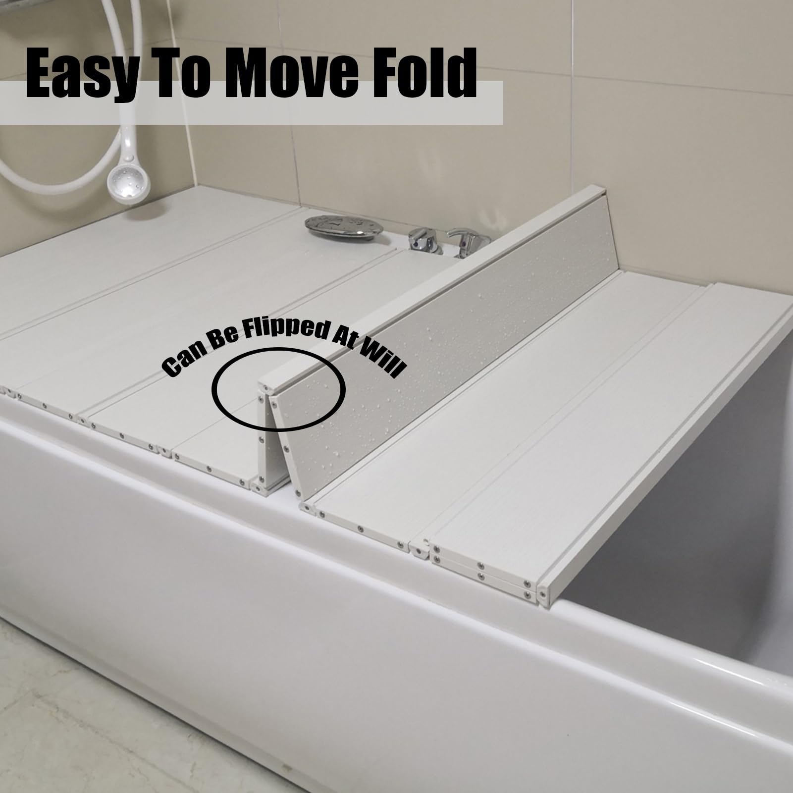 Vassoio da Vasca Pieghevole con Copertura Isolante - Antipolvere E Spessore 1,2 Cm - Perfetto per Bagni di Latte E Spa - Accessorio da Bagno Ideale per Il Relax, Bianco - 75X120X1,2 Cm