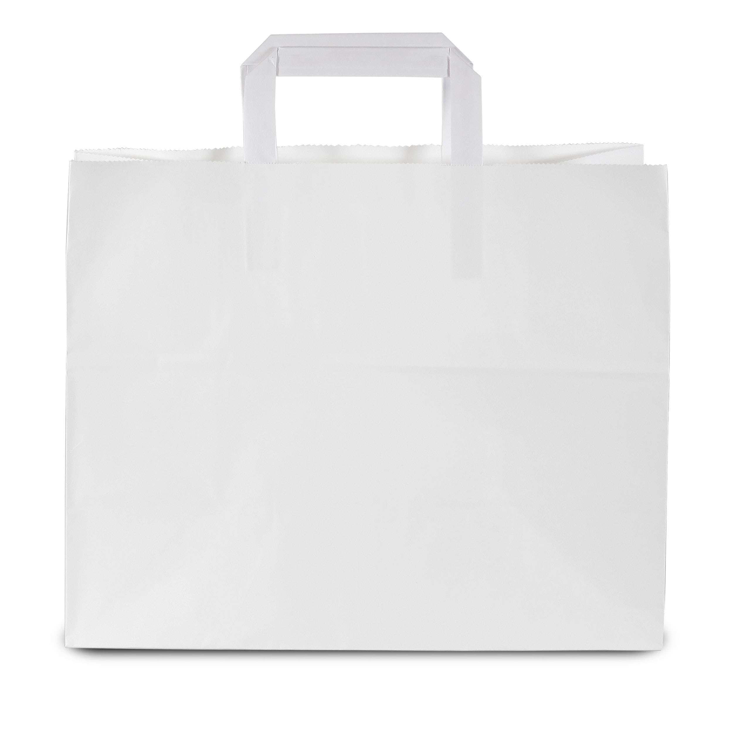 Torby papierowe, 250 sztuk, torebki papierowe, torebki na prezenty, torebki z papieru typu kraft, z uchwytami, 32 + 22 x 25 cm – 250 sztuk, białe)