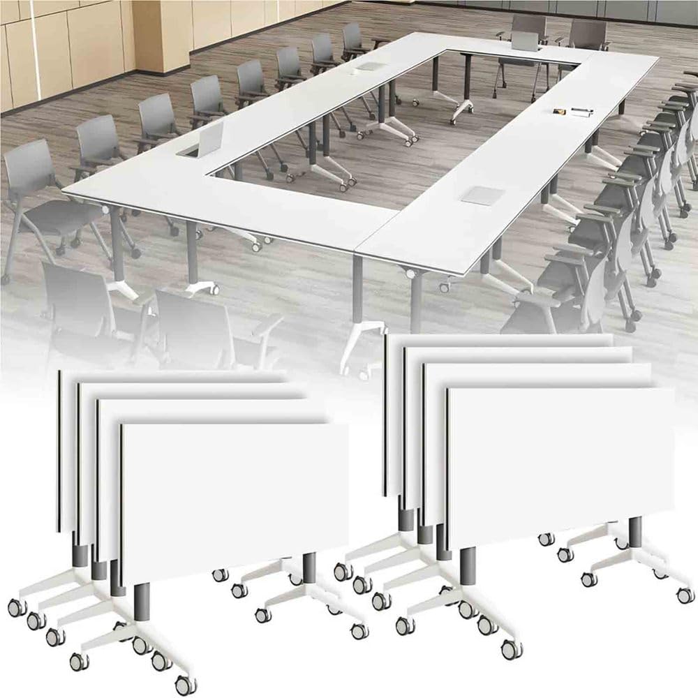 Klappbarer Konferenztisch mit Rollen, mobiler Klappbarer Trainingstisch, modularer, platzsparender Besprechungstisch, mit 2,5 cm dicker Desktop, für Büro, Klassenzimmer und Konferenzraum