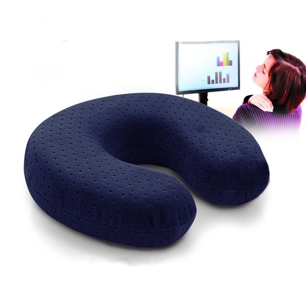 Oreiller De Voyage 2-en-1 En Mousse à Mémoire De Forme - Support Cou Et Dos Avec Support Téléphone - Neuf
