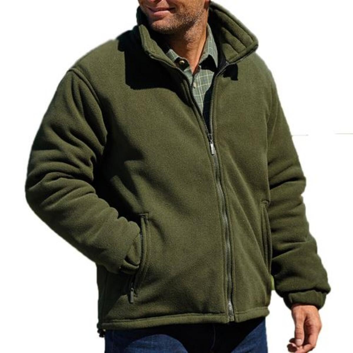 Mens Glen Country Estate Quilt Lined Fleece Coat-Olive-X-Large 44-46