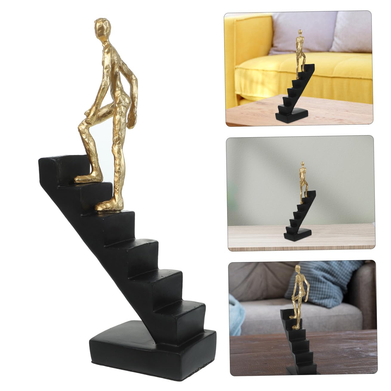 HOMSFOU Abstrakte Treppenfigur Skulptur aus Robustem Kunstharz Moderne Menschen Statue Klein Dekorative Wohndeko für Wohnzimmer und Büro